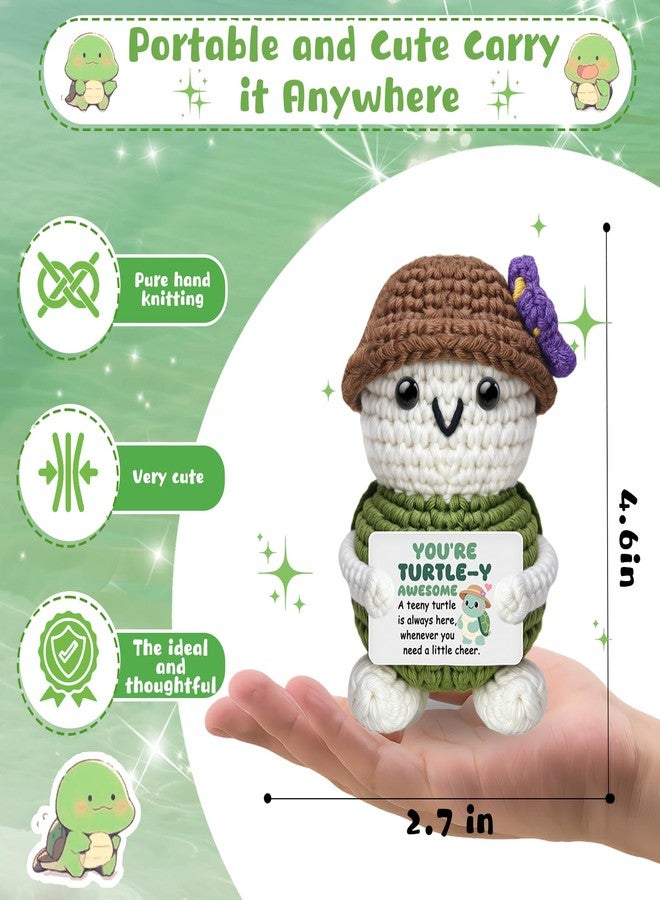 AICHPVOY Handmade Crochet Turtle Gifts, Birthday Gifts for Women Men Christmas, Back to School for Students, Inspirational Small Animals Cute Stuff Things, Handmade Emotional Positive Crochet Turtle Decor - Image 4